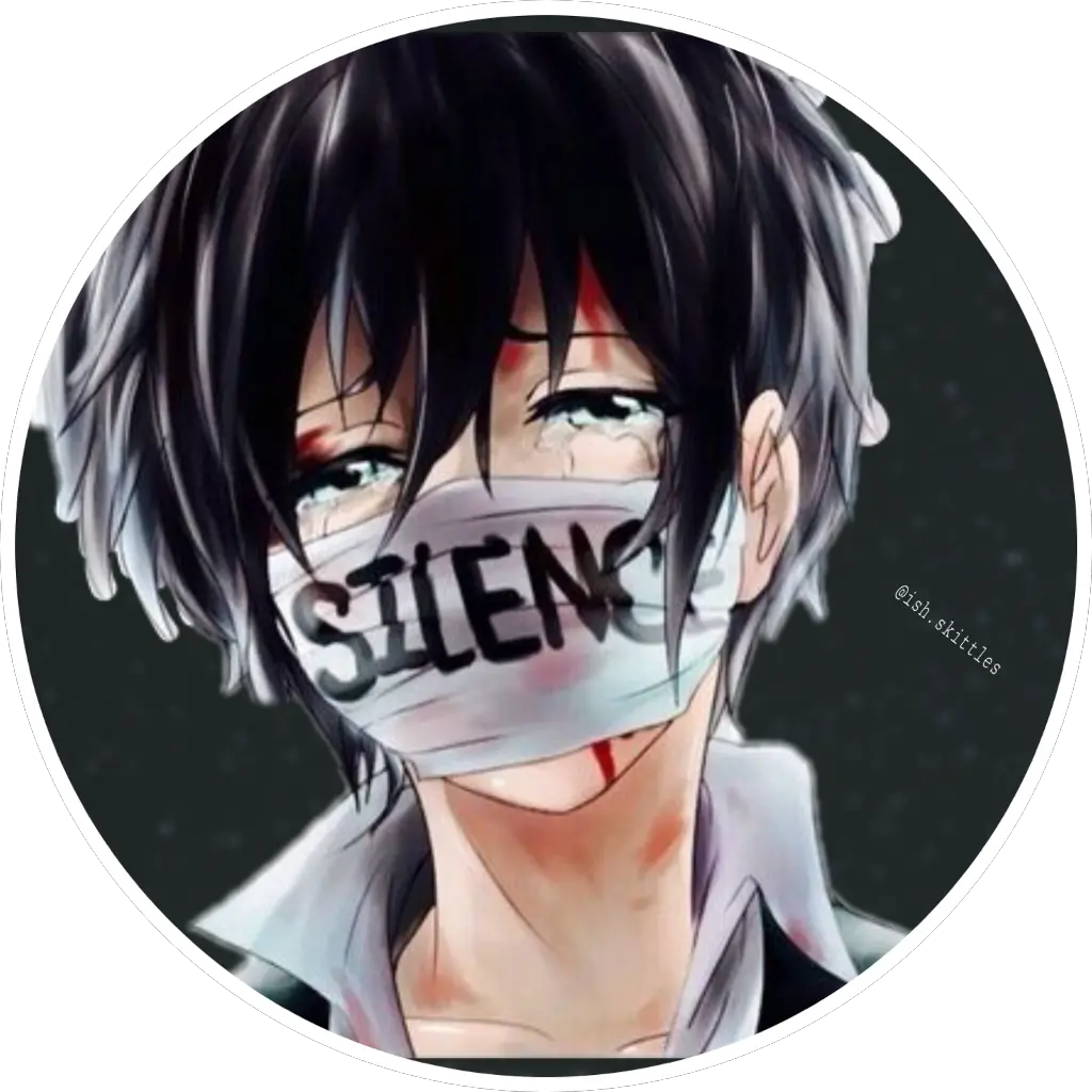 Transparent Shhh Clipart Black And White Mask Sad Anime Boy