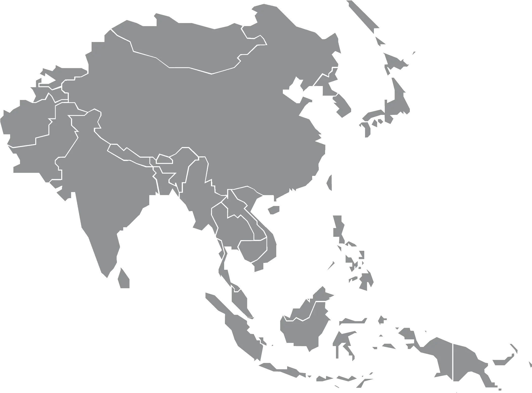 Transparent Map Of World Png Southeast Asia Map Grey