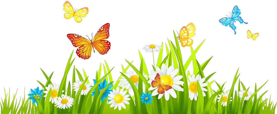 Grass With Flower Background Png Grass And Flowers Clipart