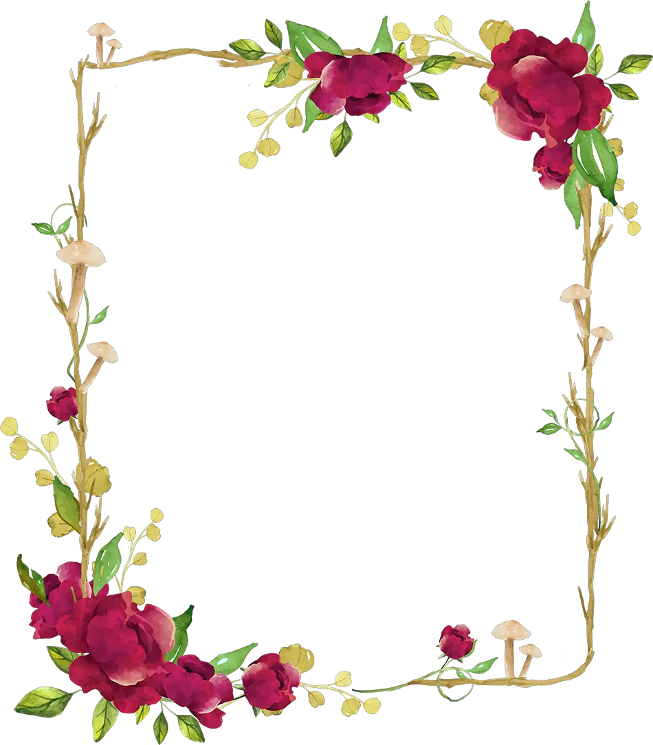 rose square flower floral frame gold glitter Transparent Background Floral Frame