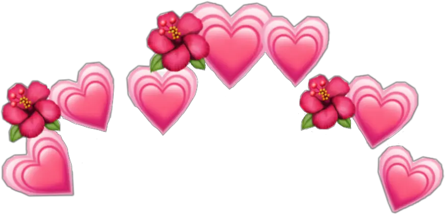 red pink heart crown emoji aesthetic flower Emoji Crown Hearts Png