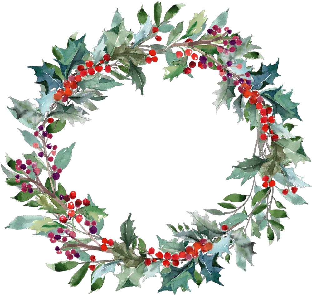 Watercolor Christmas Wreath Png