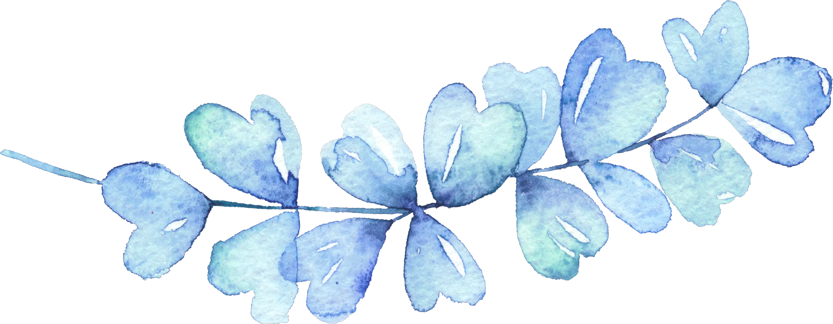 Watercolor Blue Leaf Png