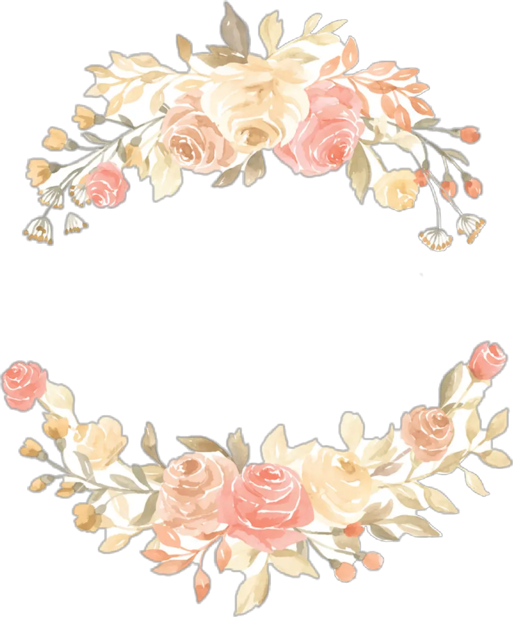 watercolor roses flowers floral wreath peach Hybrid Tea Rose