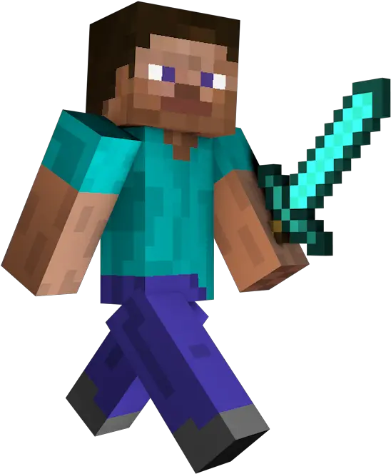 Minecraft Steve Holding Diamond Sword