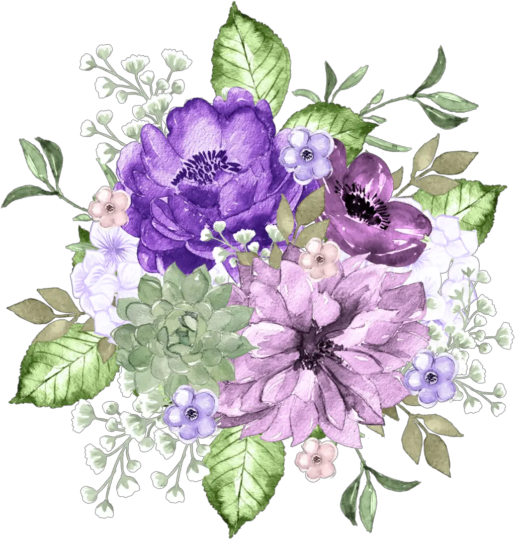 watercolor flowers purple blue lavender bunch Bundles Of Flowers