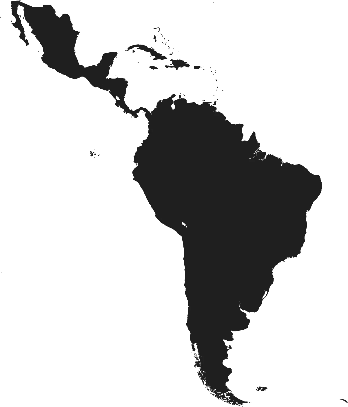 Latin America And Caribbean Latin America Map Black And White