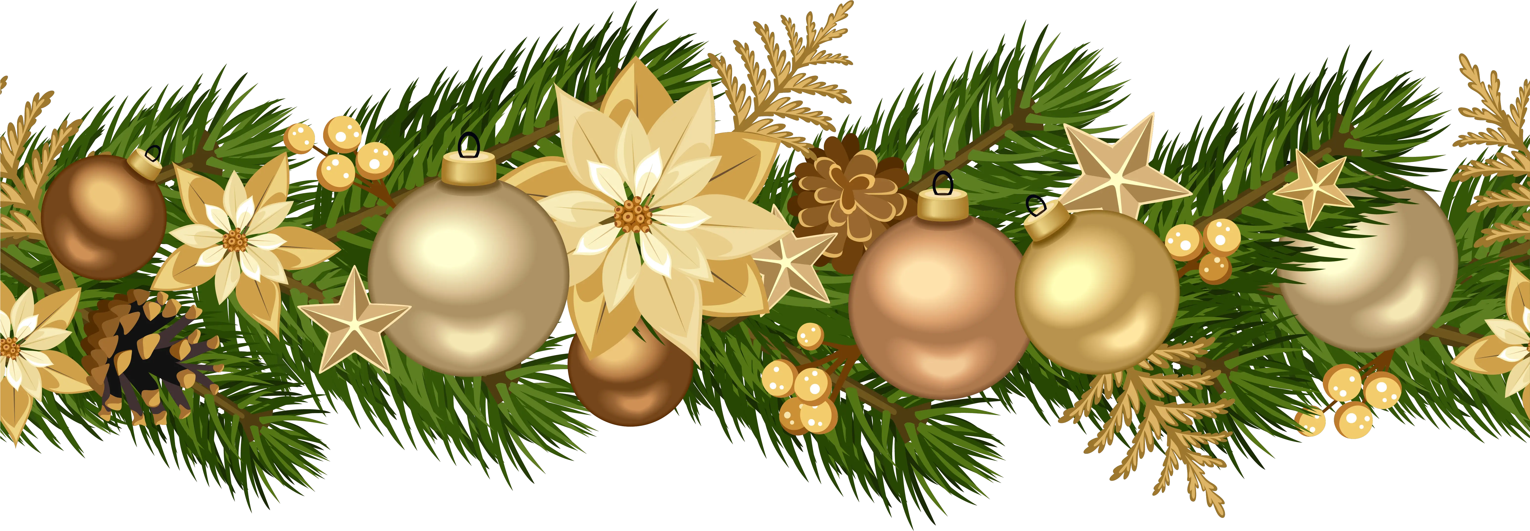 Christmas Decorative Golden Garland Png Clip Art Image Gold Christmas Garland Png