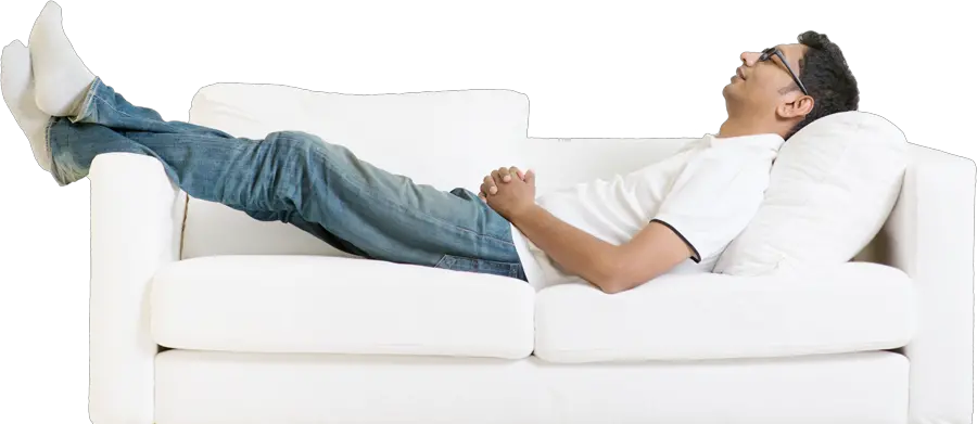 Man Sleeping Cleaning Service Sleeping On Bed Png