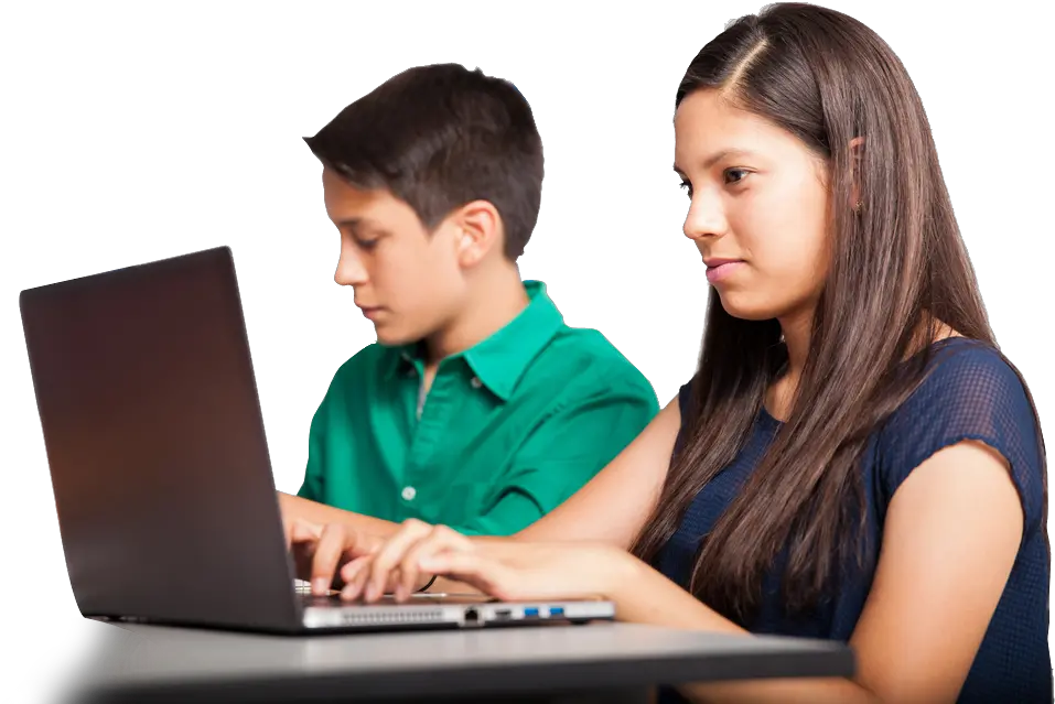 Online Middle School Students Working On Computers Computer Student Png