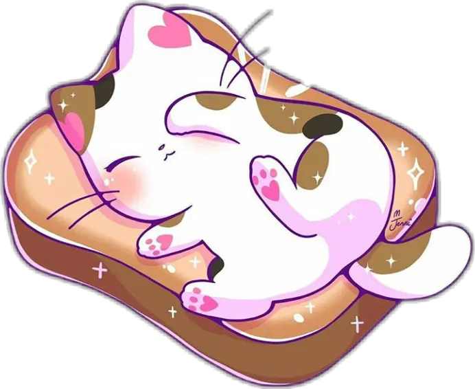 kawaii cute kitty cat toast sleep Cute Kawaii Cat Clipart