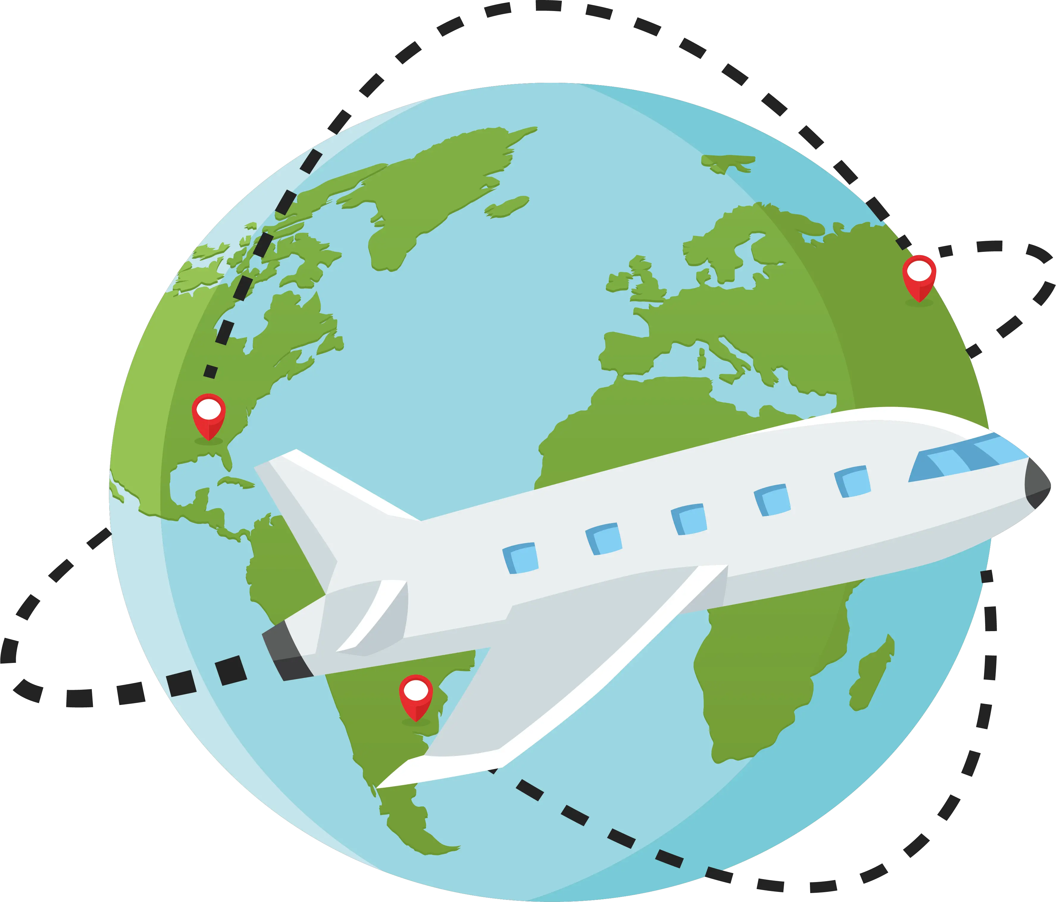 Globe And Plane Png World Map With Plane