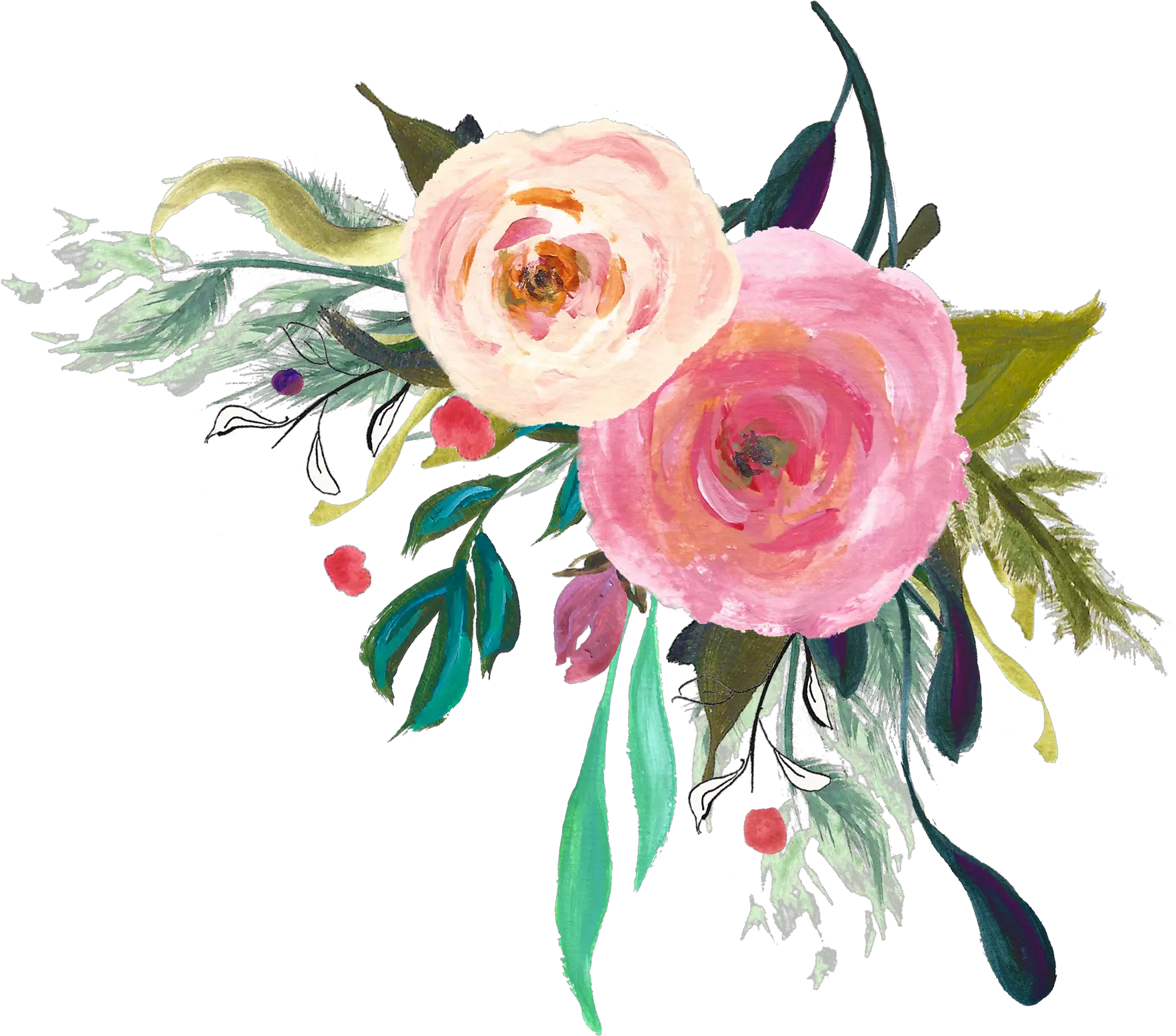 Corner Transparent Watercolor Floral Watercolor Flower Corner Border Png