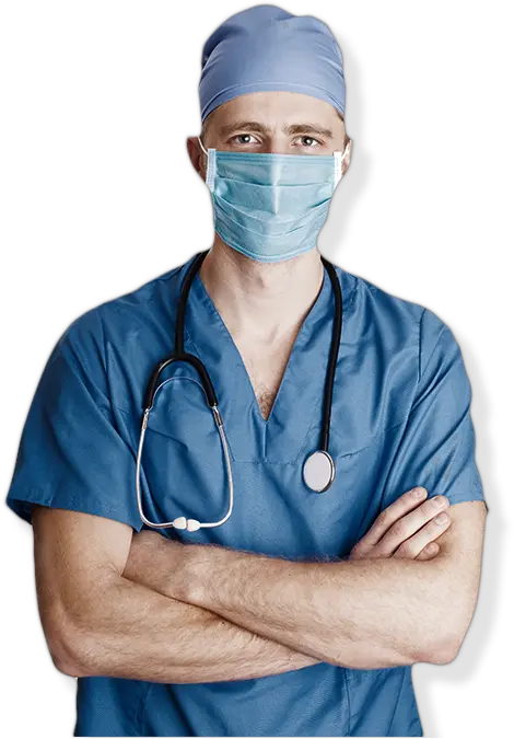 Male Doctor With Scrubs And Face Mask On Ben Gurion University Medical School