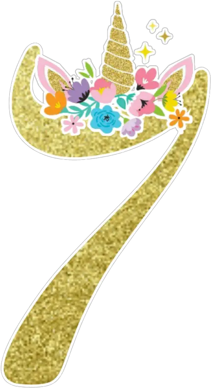 seven 7 number7 number numero glitter unicorn Numero 7 De Unicornio