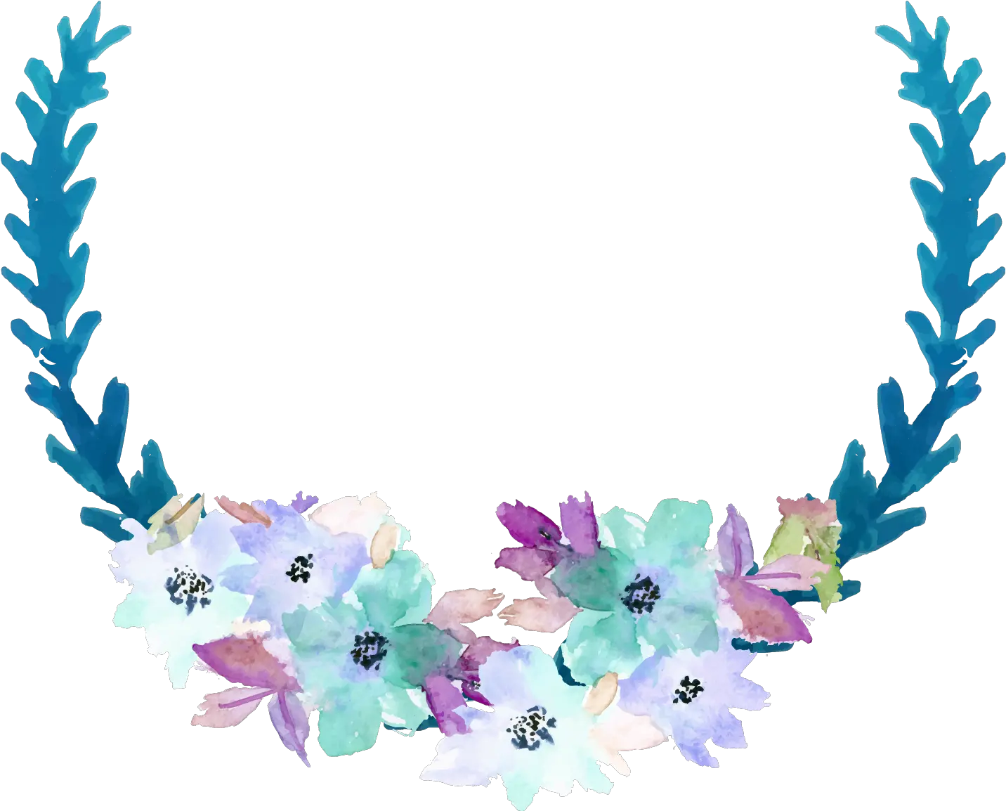 Blue Clip Art Blue Watercolor Flowers Transparent Background