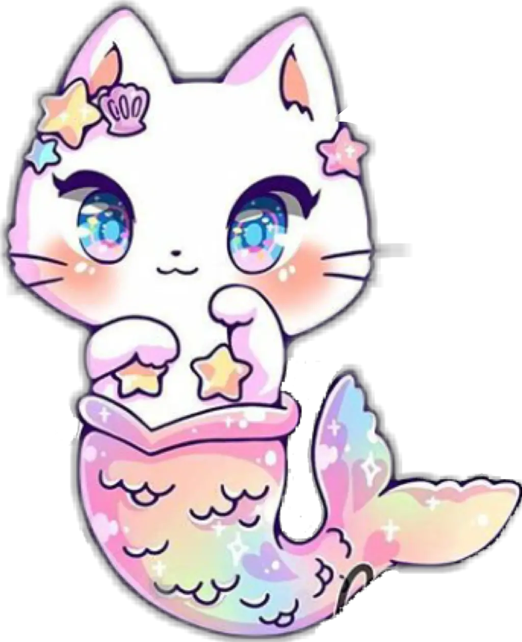 Kittens Transparent Pastel Mermaid Cat Clipart