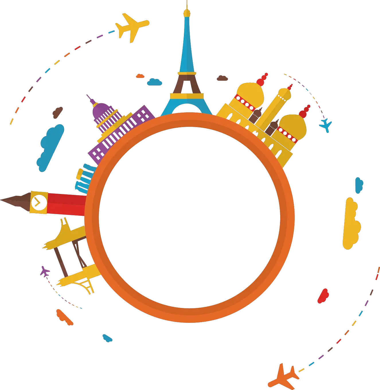 World Travel Clip Art Round Vector Elements Aircraft Airplane Travel Vector Png