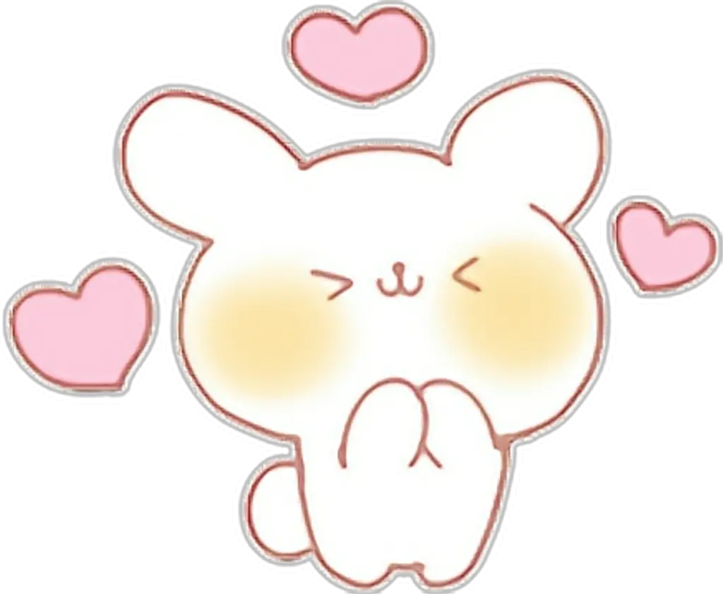 kawaii emoji cute bunny rabbit hearts adorable Kawaii Cute Heart Transparent