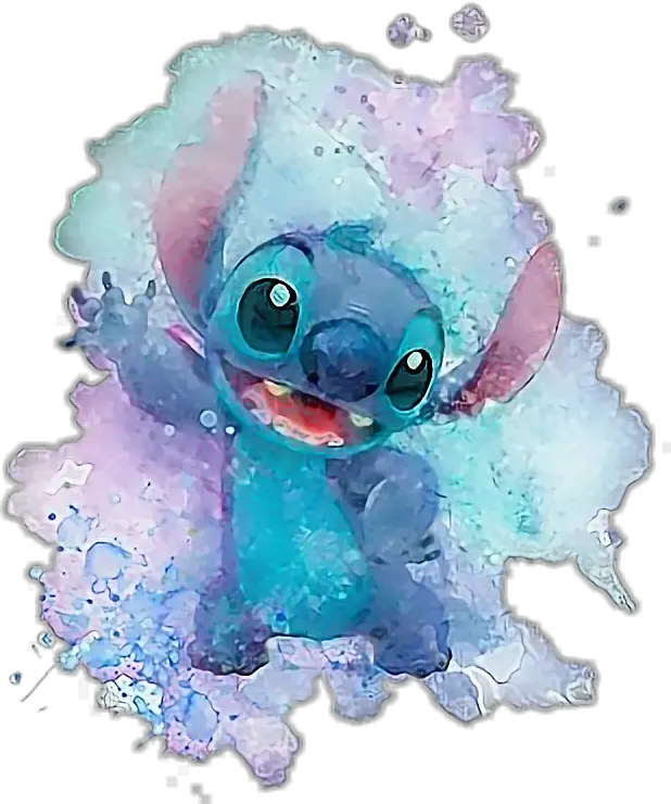 blue watercolor stich Lilo Y Stitch Acuarela