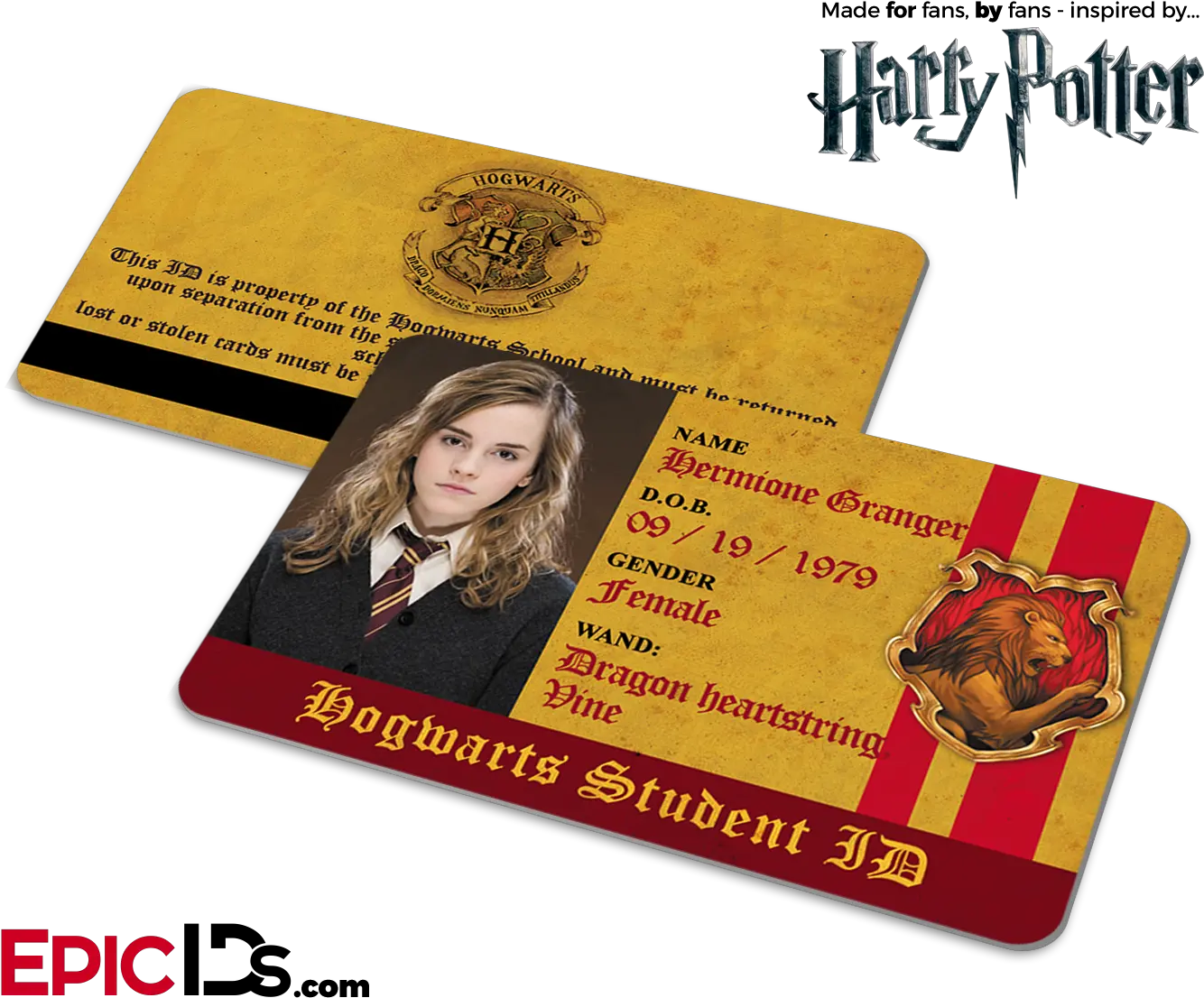 Harry Potter Inspired Hogwarts Student Id Harry Potter Id Card