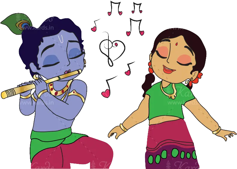 Invitation Clipart Tamil Bal Krishna And Radha Cartoon