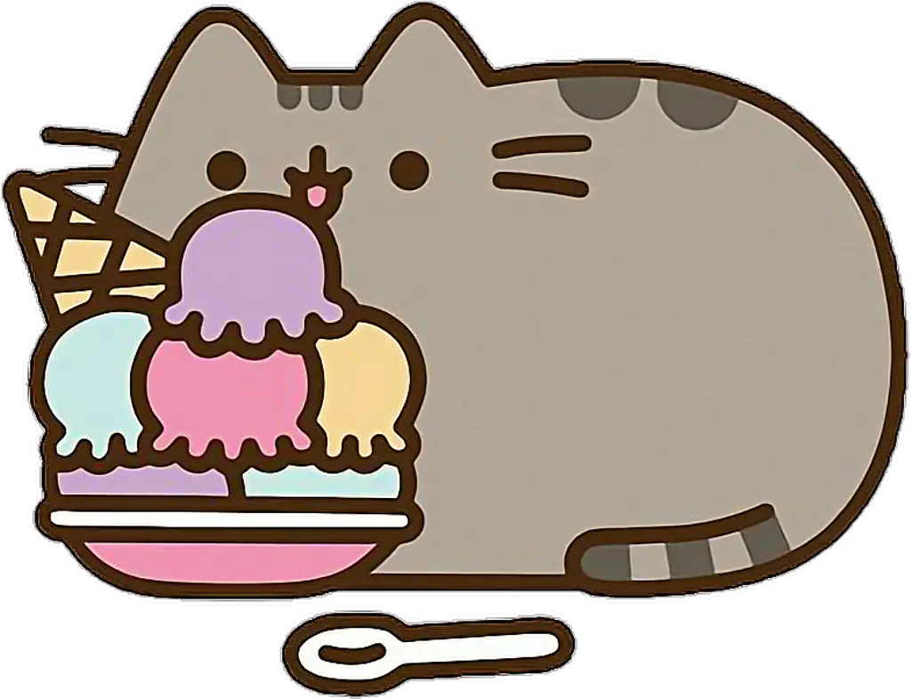 Cartoon Cat Eating Pusheen