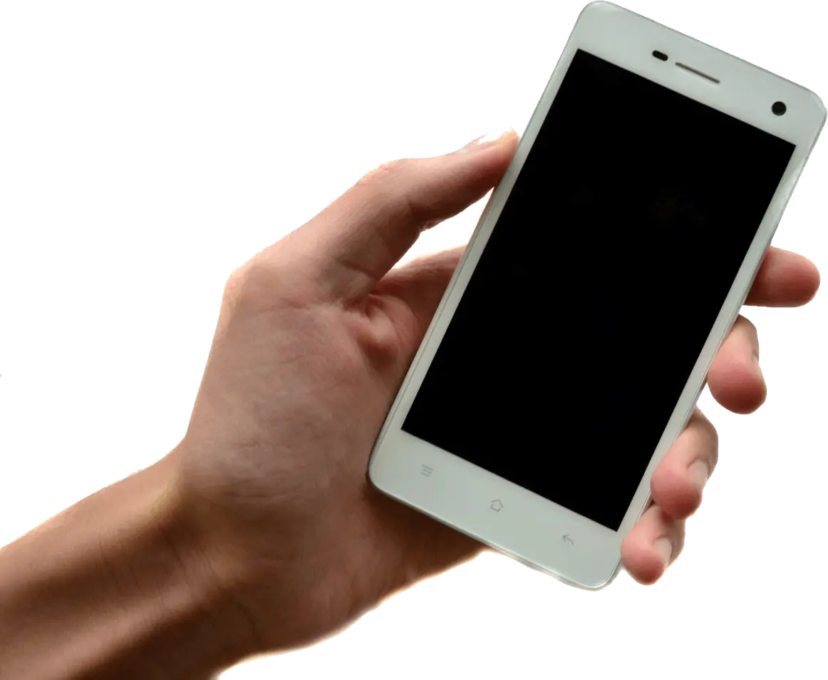 Smartphone in hand PNG