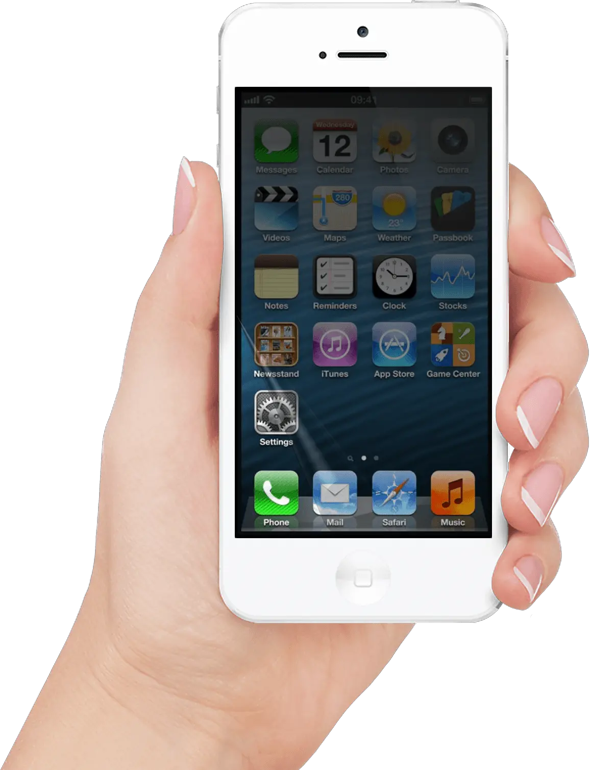 Smartphone in hand PNG image