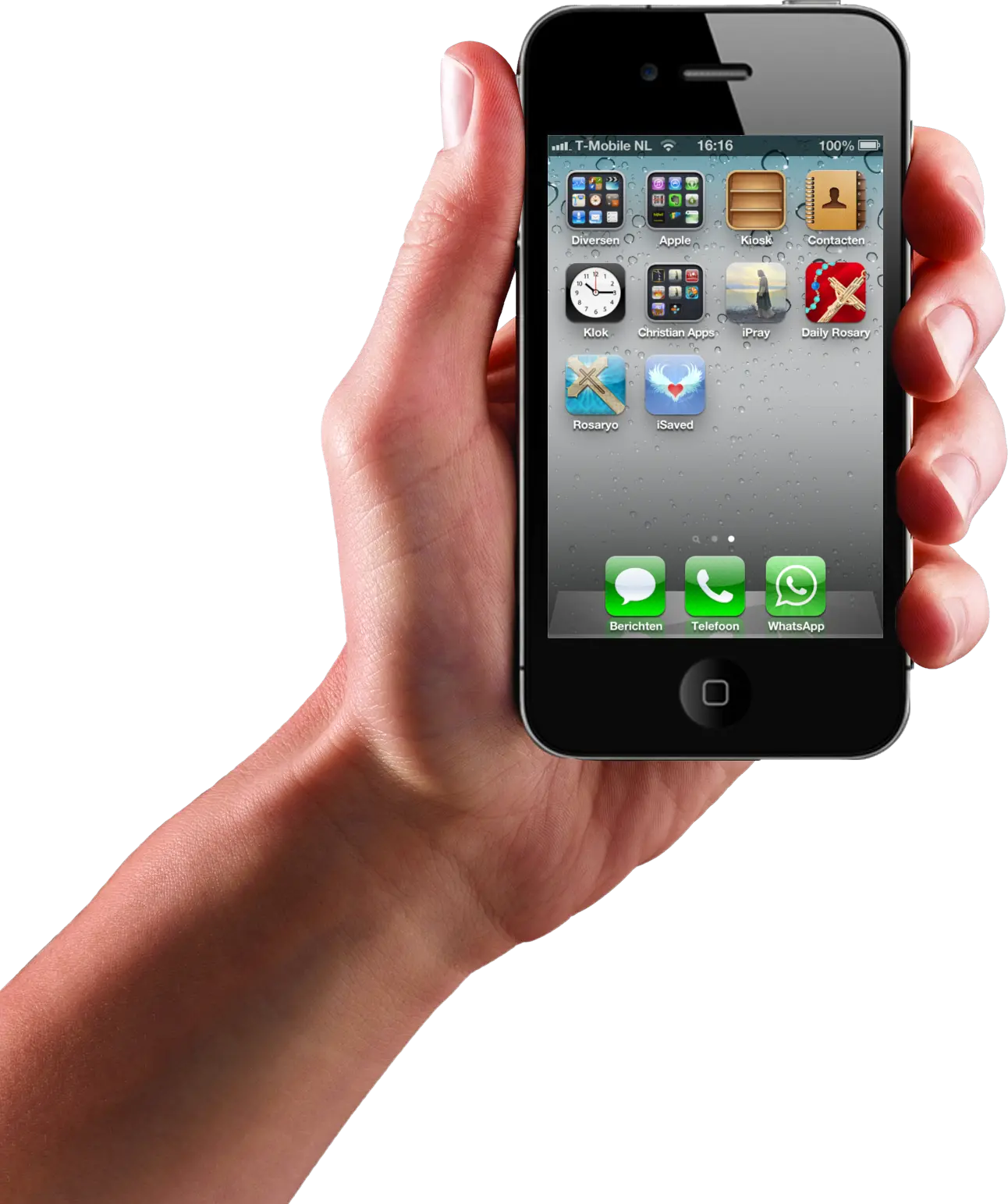 Smartphone in hand PNG