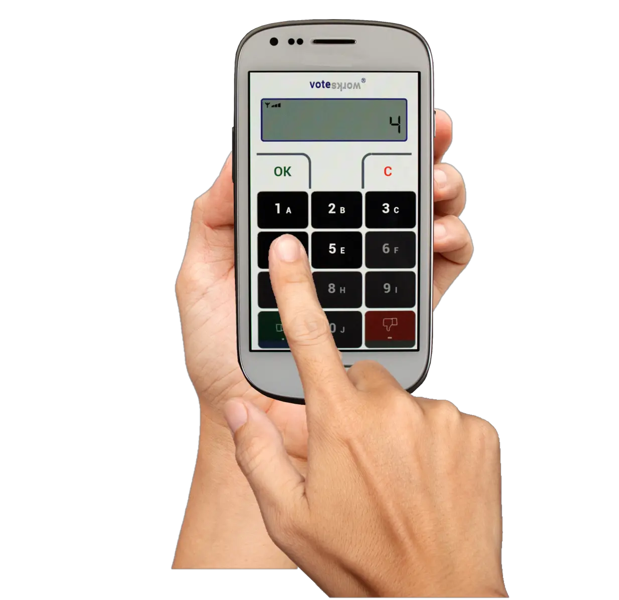 Smartphone in hand PNG image