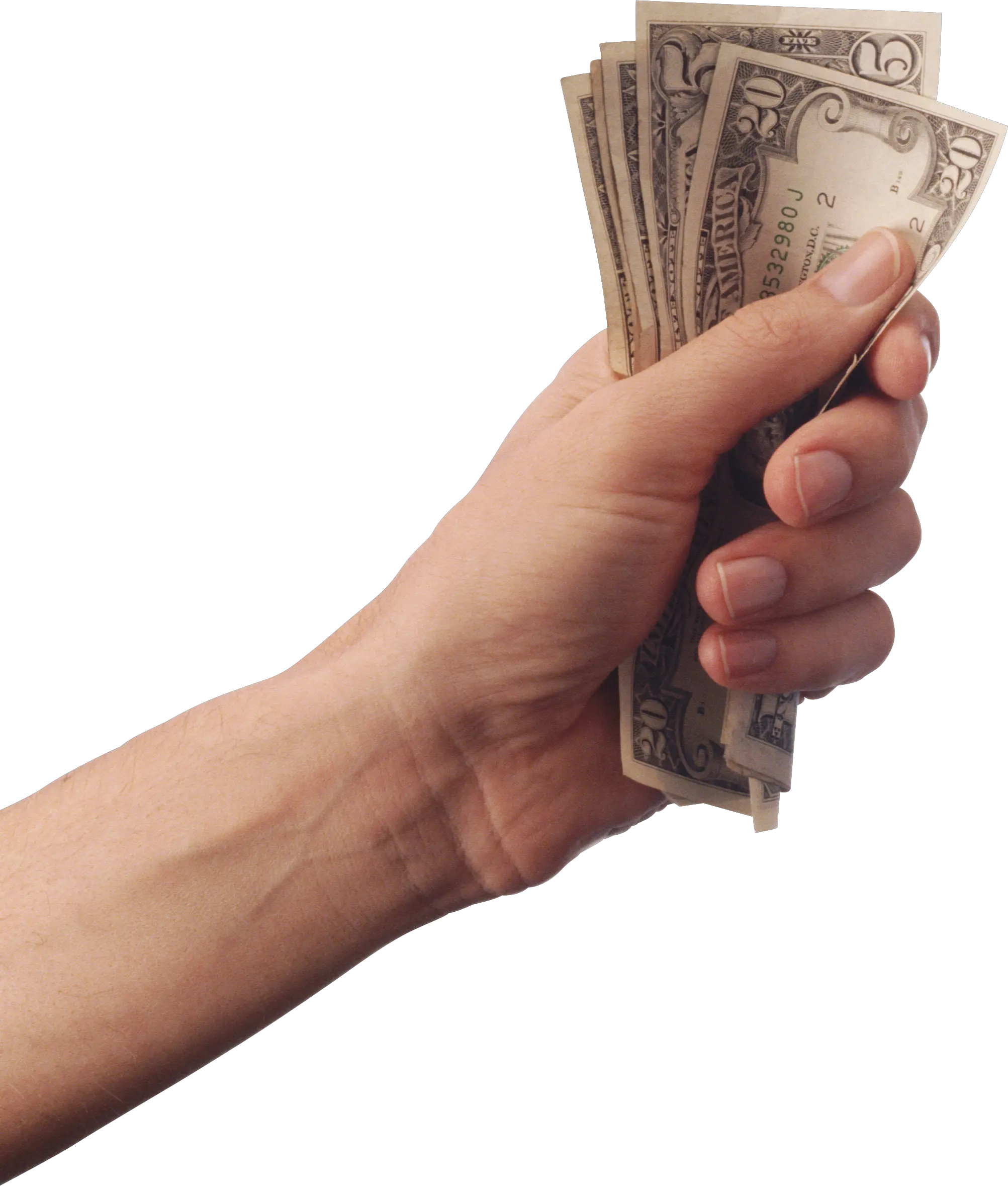 Money dollars in hand PNG image