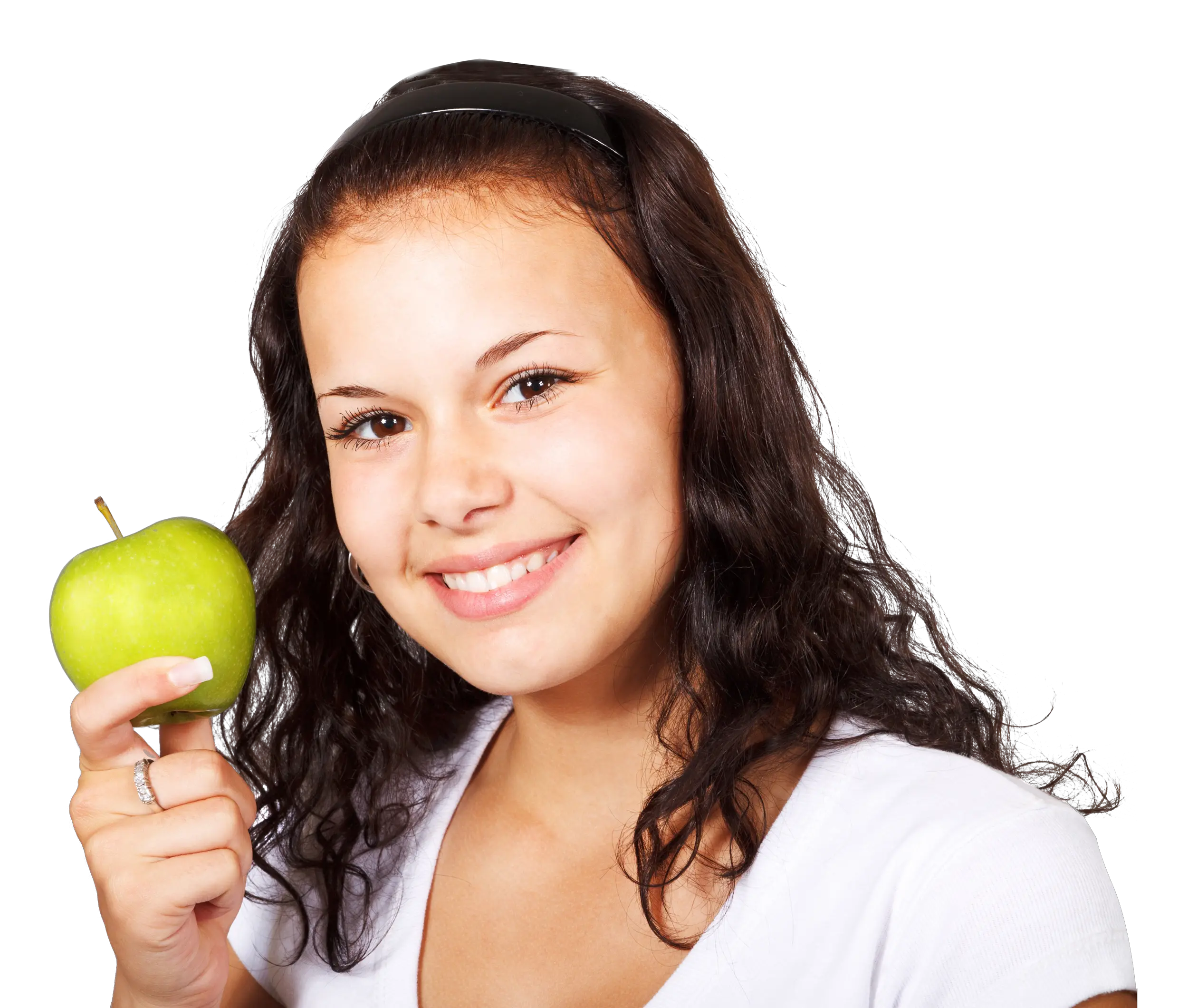 Apple in girls hand PNG