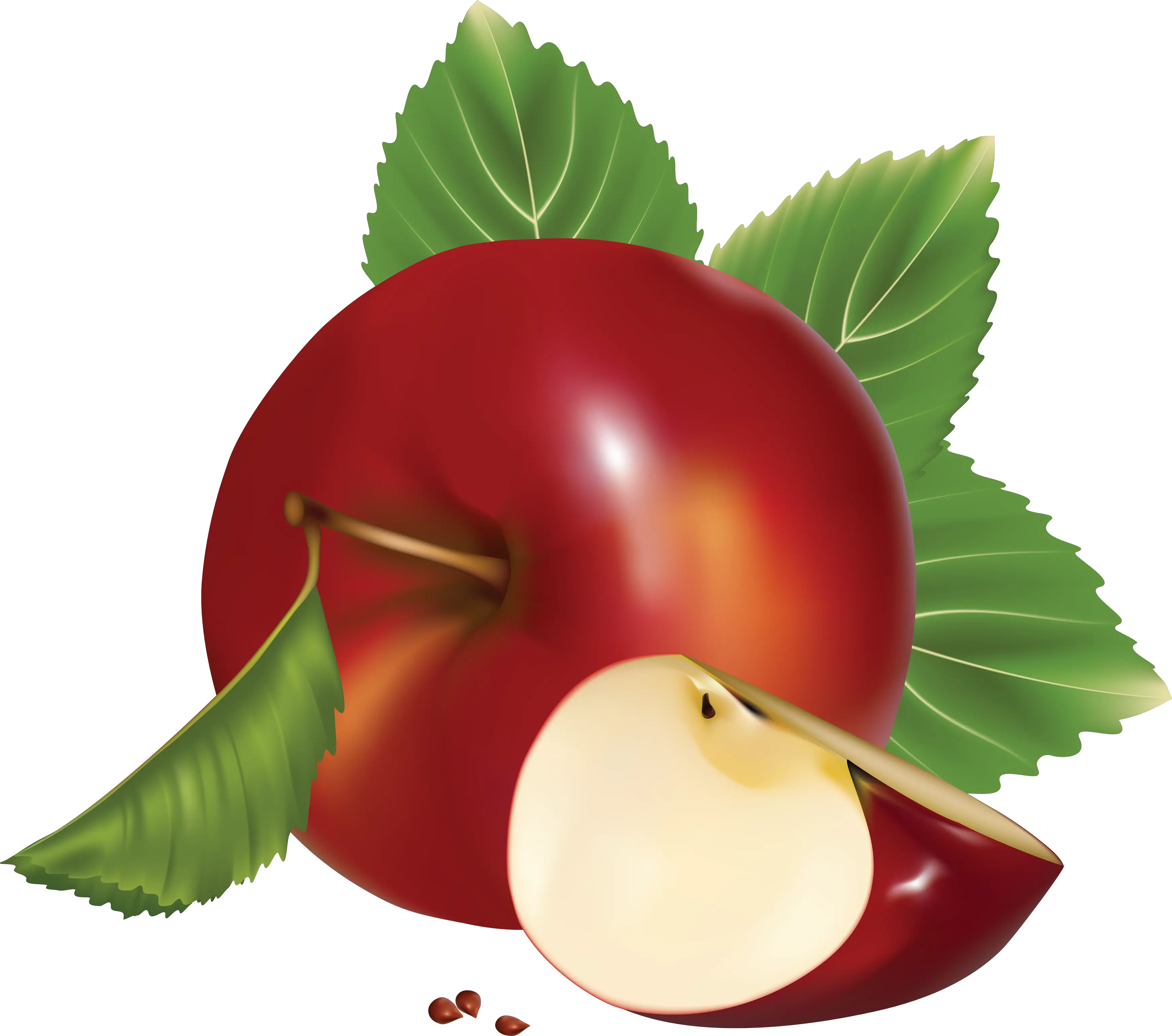 Apple with leaves PNG